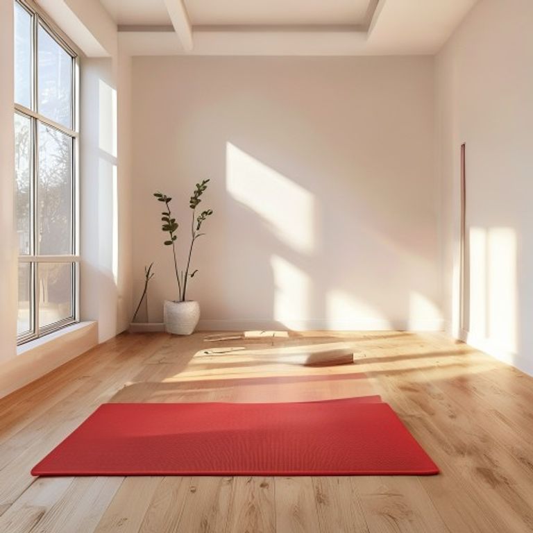 Bright home workout space with exercise mat