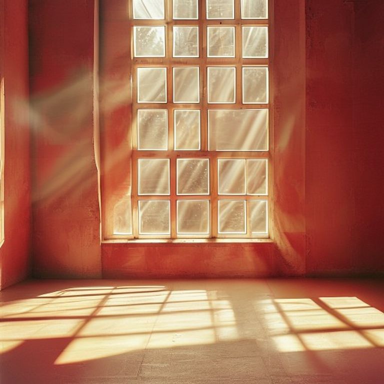 Morning sunlight streaming through window in workout space